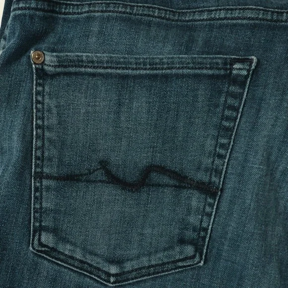 7 For All Mankind Slimmy Jeans Mens 38x32 Dark Wash Blue Denim - Picture 9 of 14